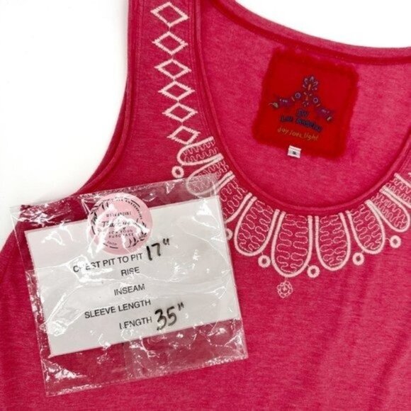 Johnny Was Pink Embroidered Knit Tiered Barbie Core Tank Scoop Neck Small Dress - Picture 7 of 7